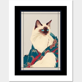 Birman cat japanese wear kimono vintage Posters and Art